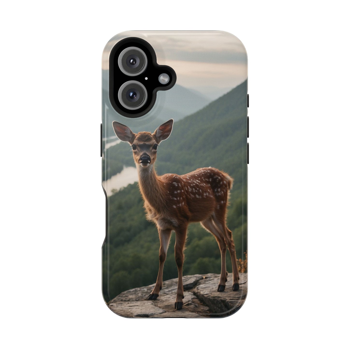 Majestic Fawn Overlooking Mountain Vista MagSafe iPhone Case