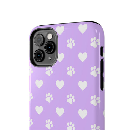 Lilac Paw Prints & Hearts – iPhone Case