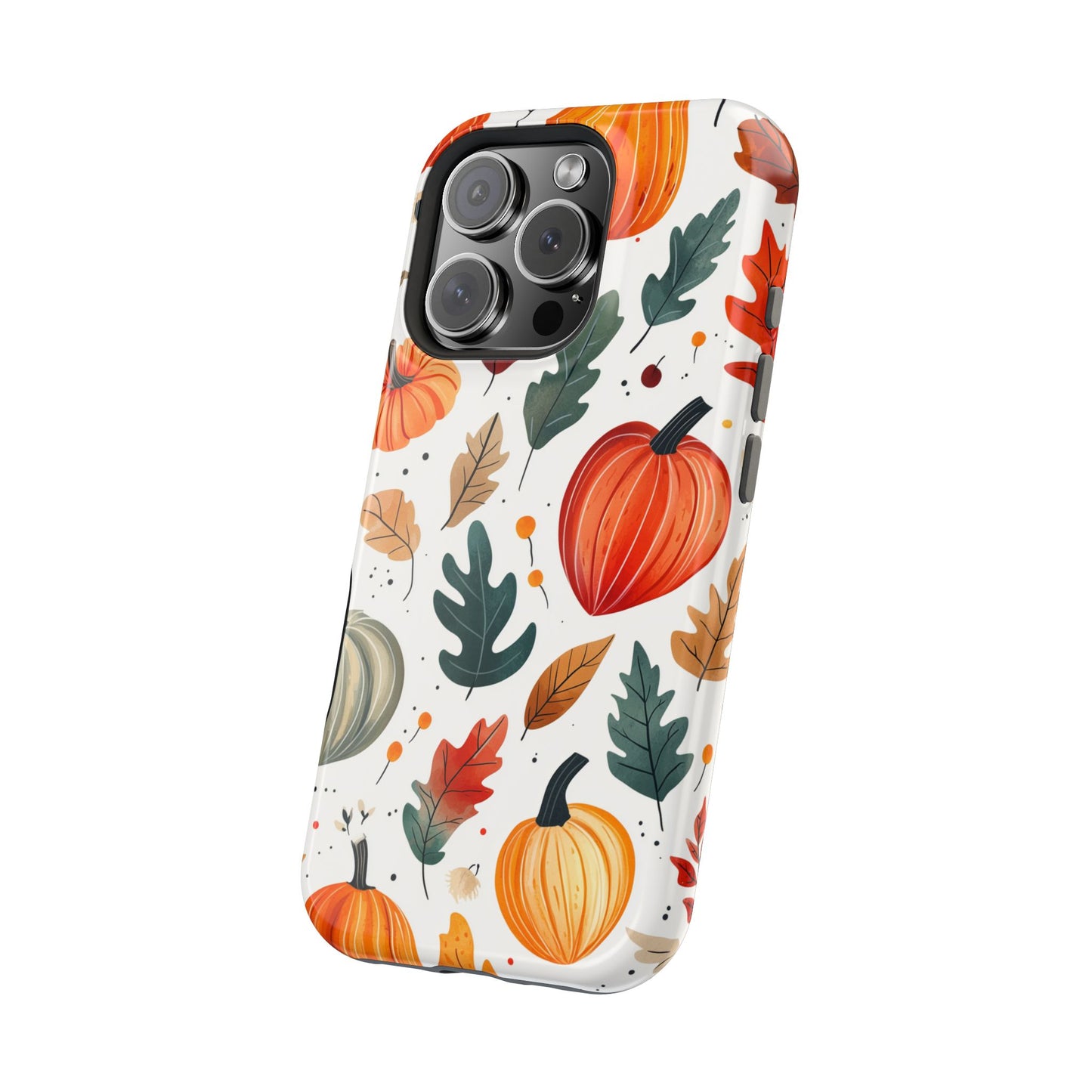 Autumn Harvest MagSafe iPhone Case - Pumpkin and Fall Leaf Design