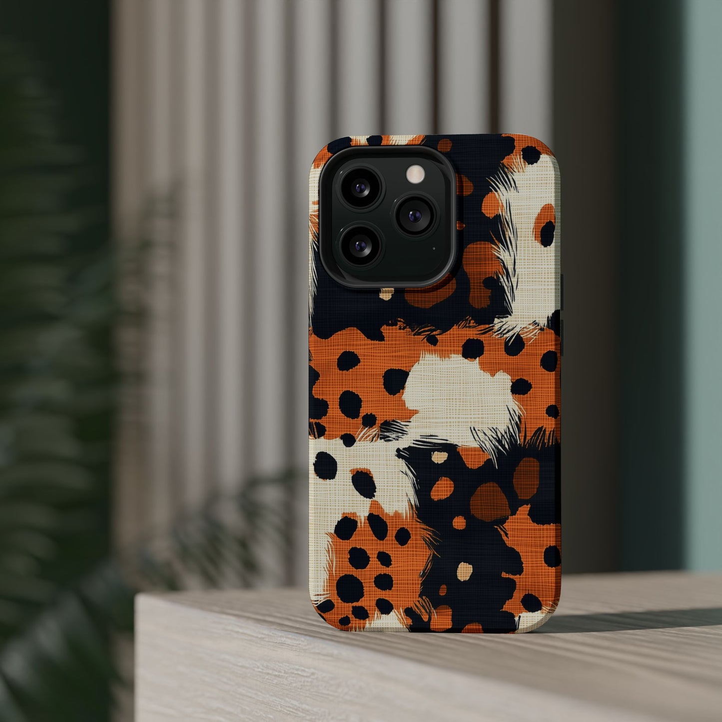 MagSafe iPhone Case: Cheetah Plaid – Brown & Black Pattern