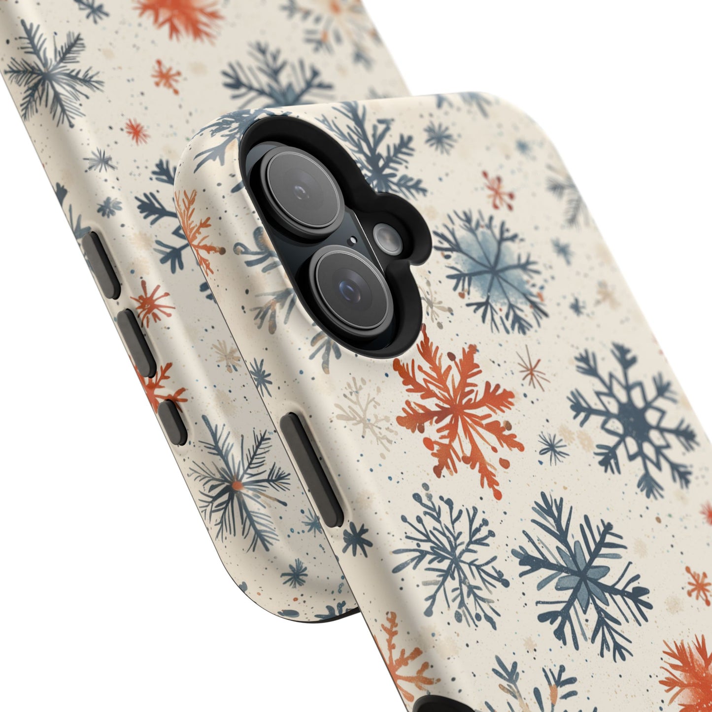 Rustic Orange and Blue Snowflake Pattern – MagSafe iPhone Series Case