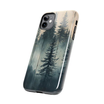 Misty Pine Forest Iphone Case - Nature-Inspired Wood Design Protective Cover