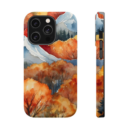 Autumn Mountain Forest Watercolor - MagSafe iPhone Case