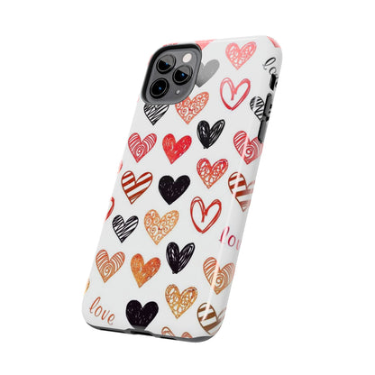 iPhone Case: Hand-Drawn Hearts & Love