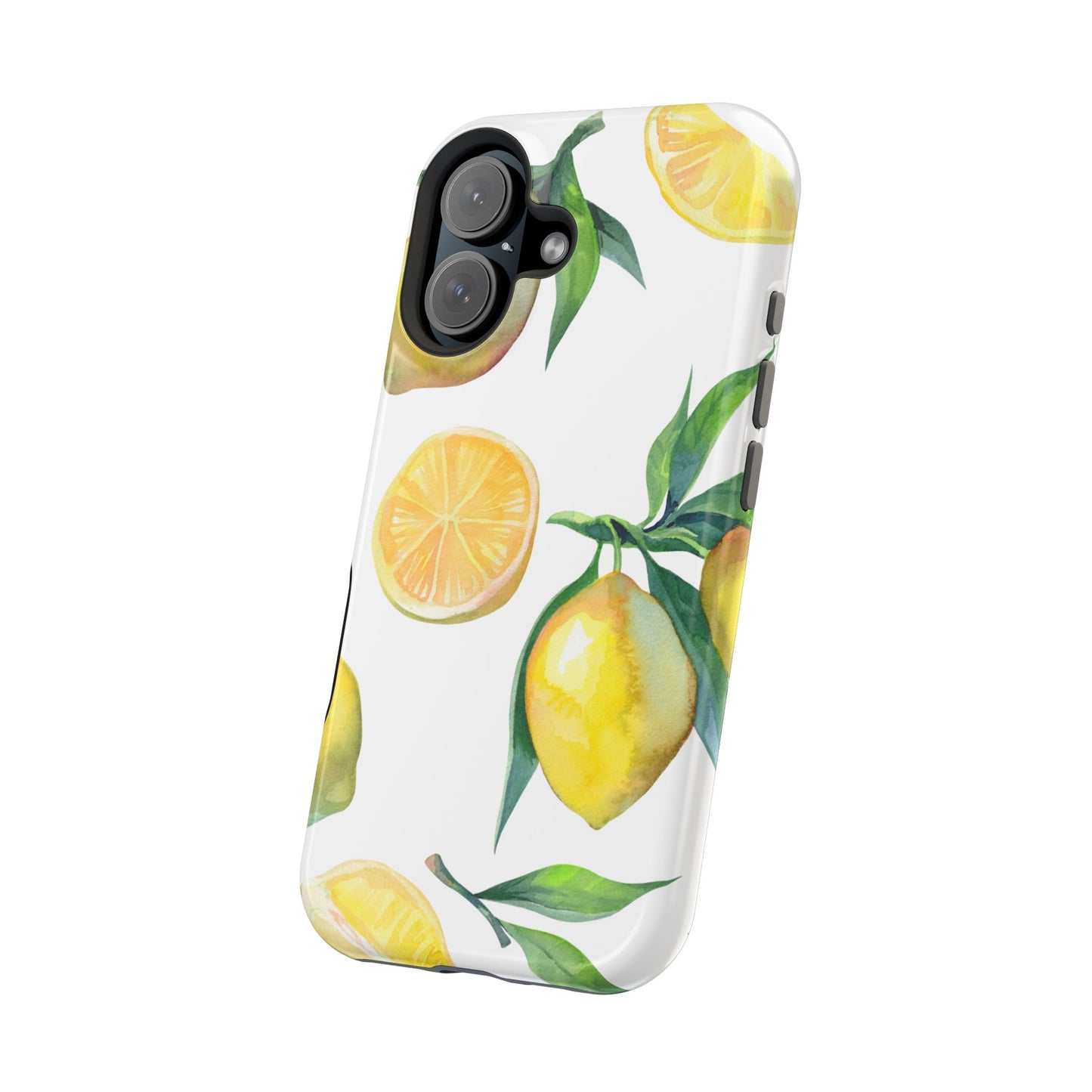 Lemon Grove Watercolor Tough MagSafe iPhone Case – Fresh Citrus Design, Dual-Layer Protection