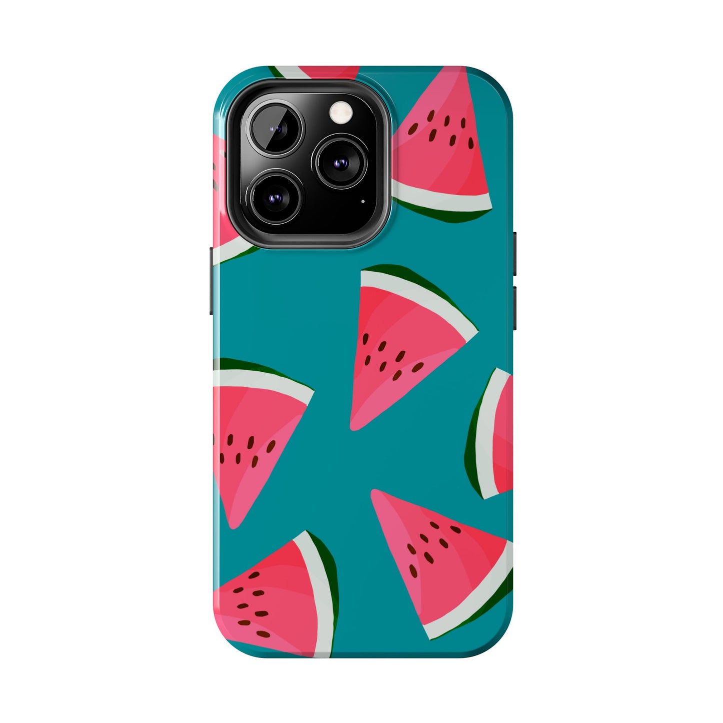 Watermelon Bliss iPhone Case – Vibrant Summer Fruit Design on Teal Background