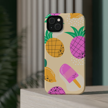 Tropical Pop MagSafe iPhone Case – Fun Pineapple & Lemon Design with Vibrant Summery Colors