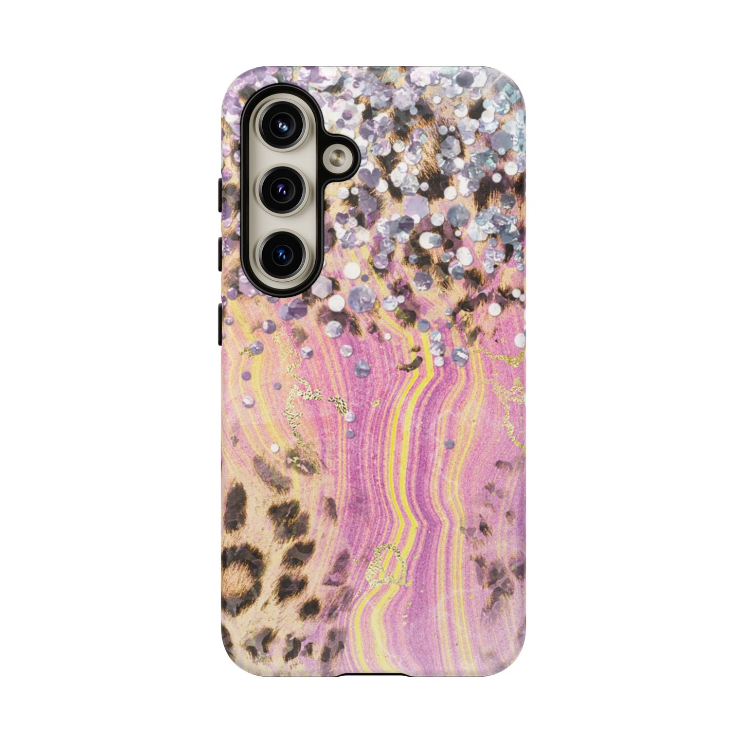 Crystal Glam Leopard - Samsung Galaxy Series Case with Glitter and Gem Accents