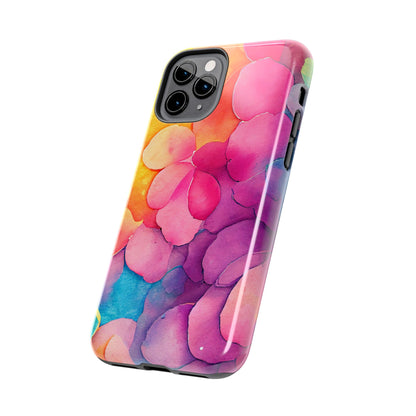 Sunset Petals Watercolor iPhone Case – Slim Design, Glossy Finish