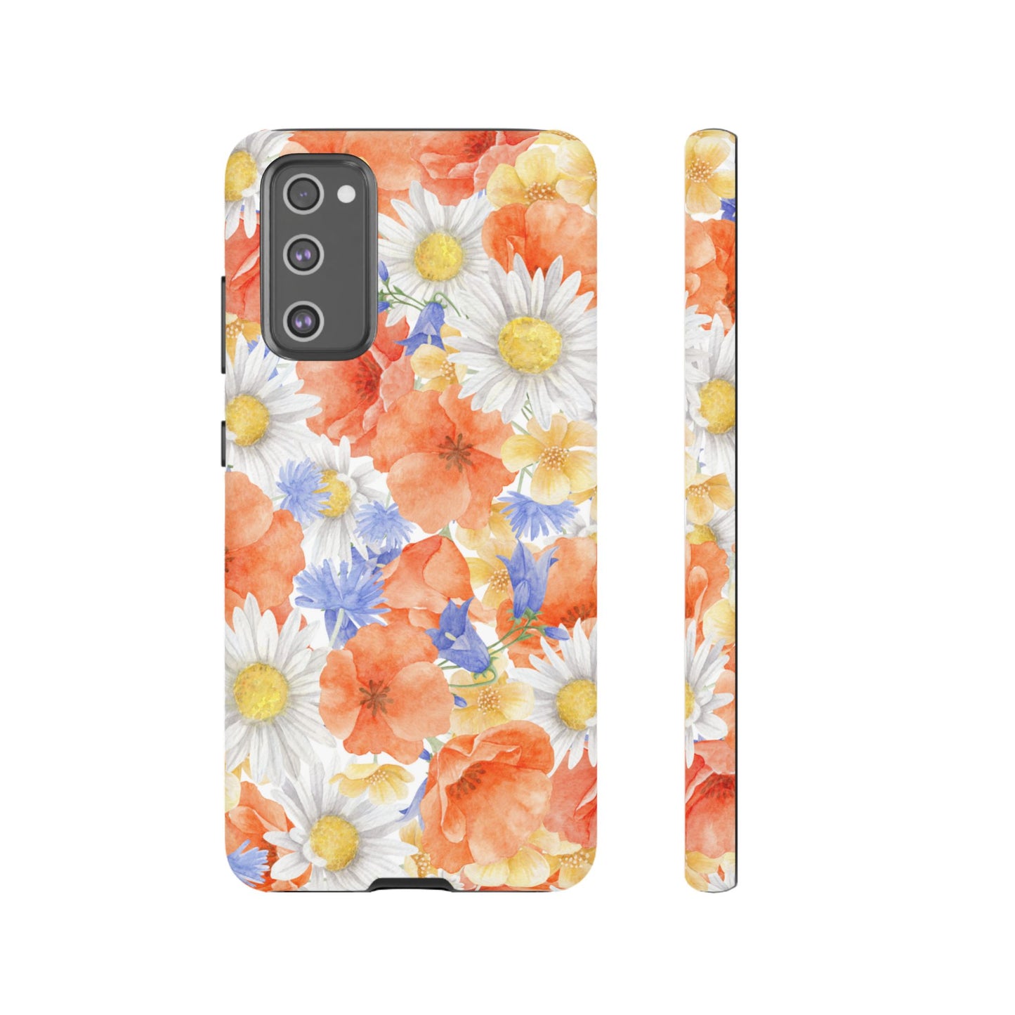 Watercolor Wildflower Pattern Samsung Galaxy Case – Durable Matte Finish with Daisy, Poppy & Cornflower Design