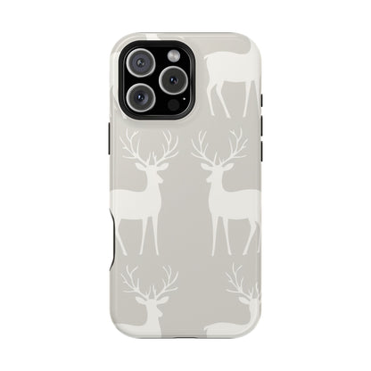 Elegant White Reindeer Pattern – MagSafe iPhone Series Case