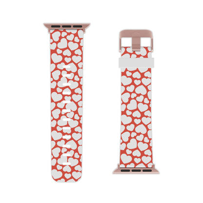 Red & White Heart Pattern Apple Watch Band