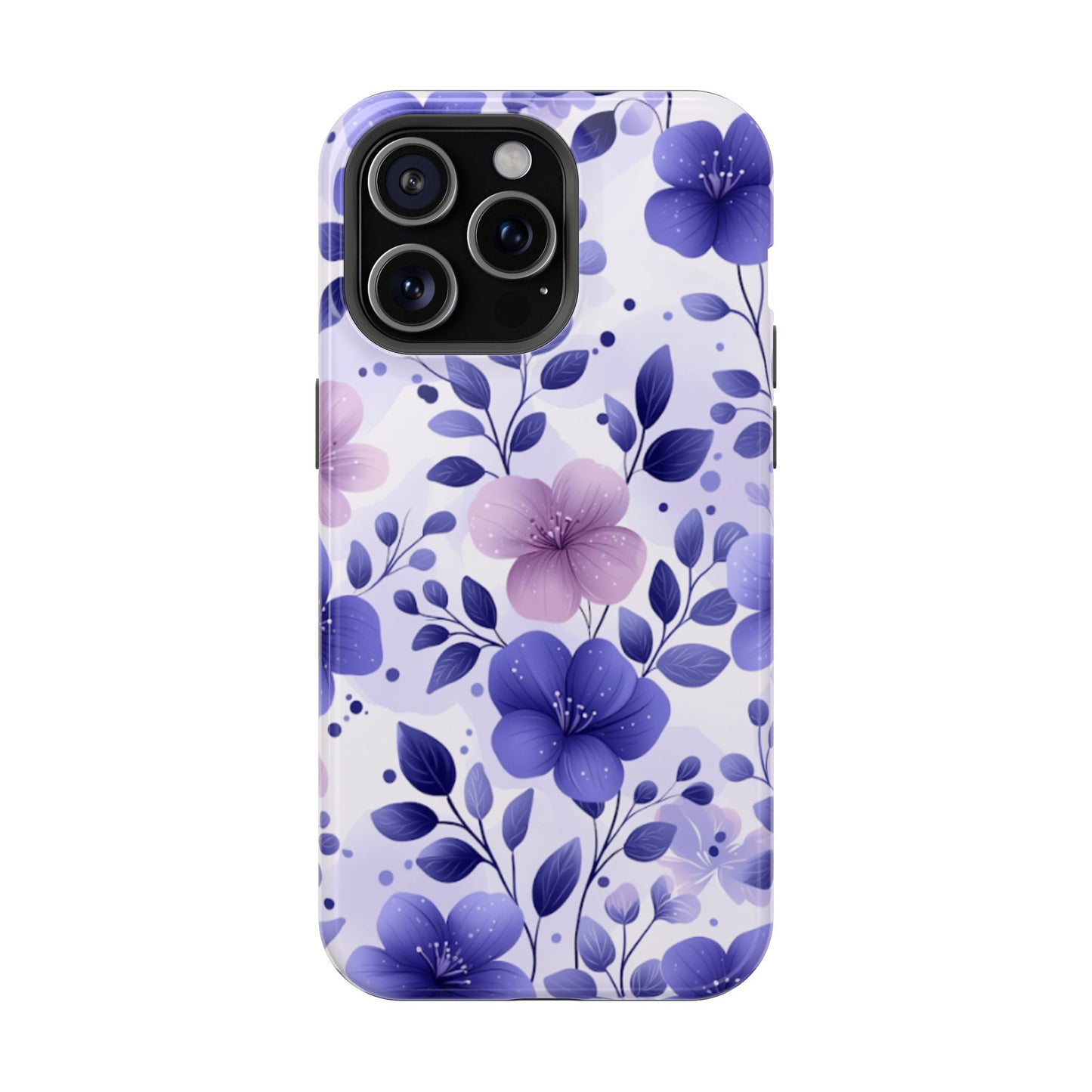 Purple Floral MagSafe iPhone Case – Durable Protection with Elegant Flower Design