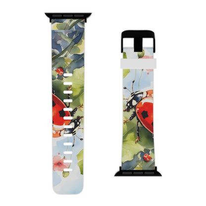 Watercolor Ladybug & Poppy Fields Apple Watch Band