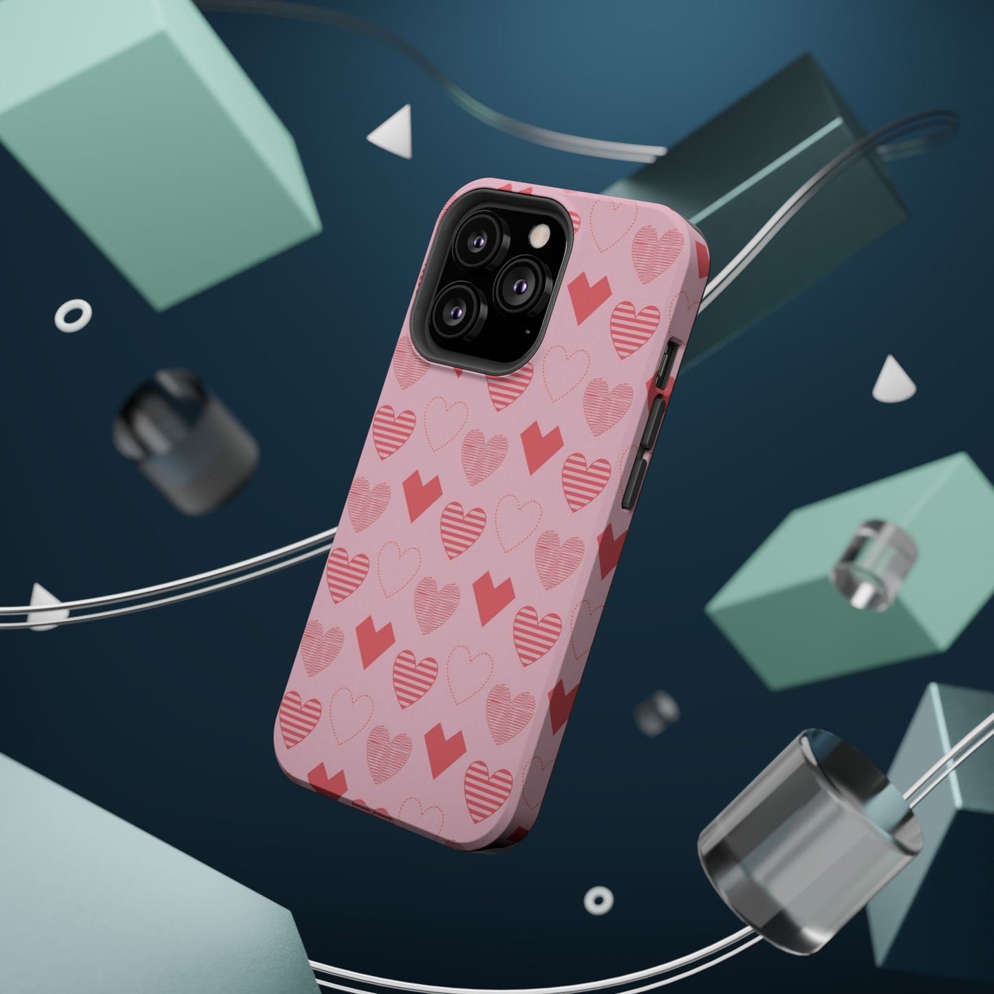 Striped Hearts MagSafe iPhone Case