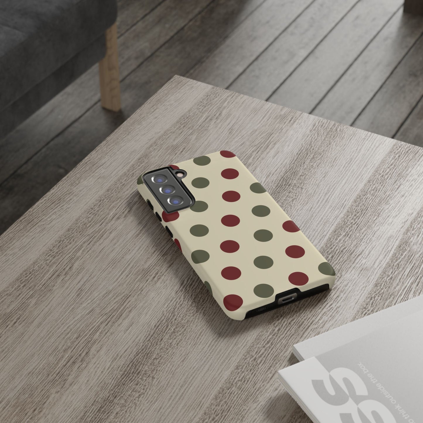 Red & Green Polka Dots on Cream – Samsung Galaxy Case