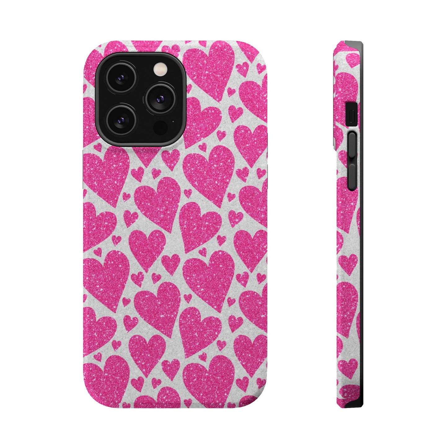 Pink Glitter Hearts Pattern MagSafe Case