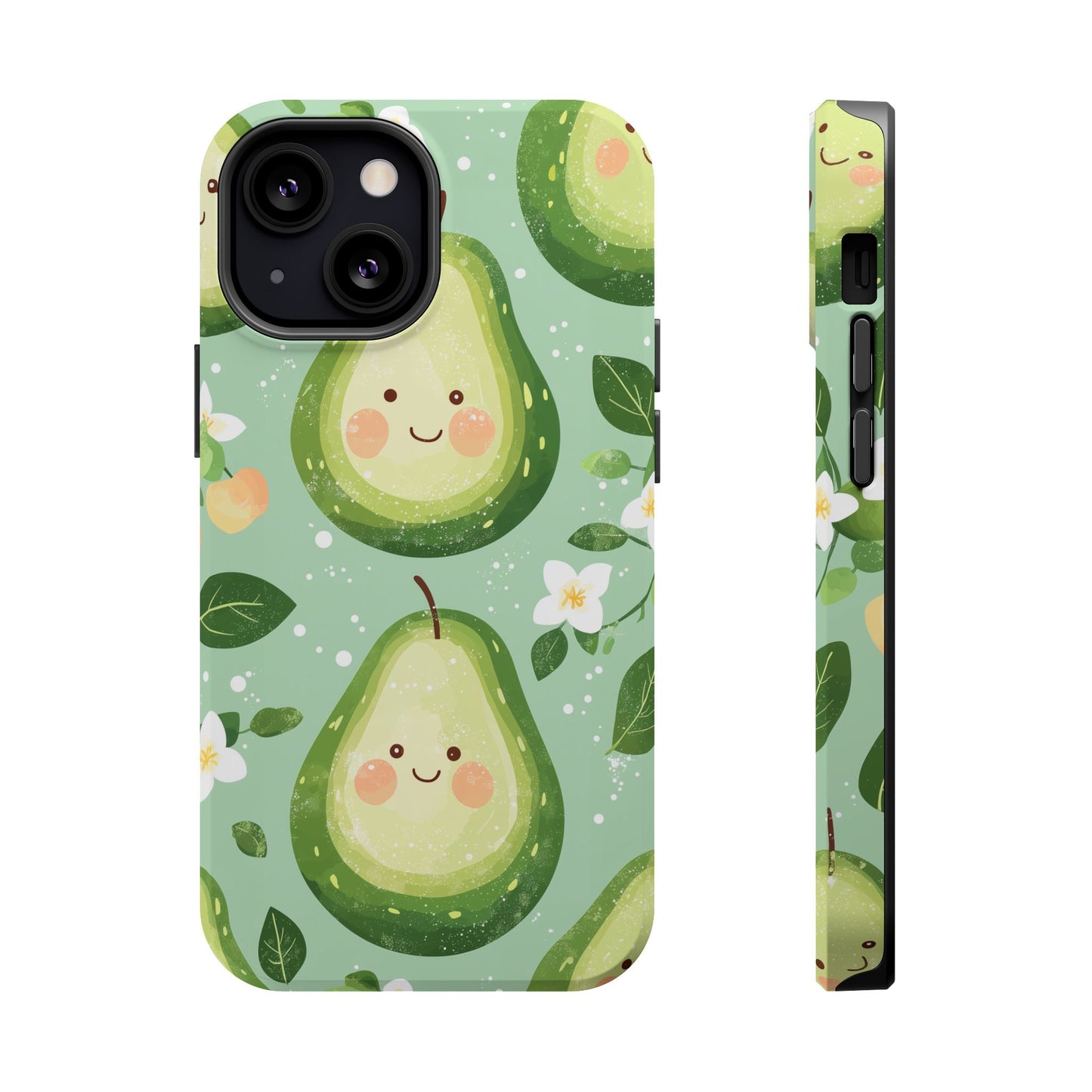 Smiling Avocados Tough MagSafe iPhone Case – Cute Avocado Design, Dual-Layer Protection