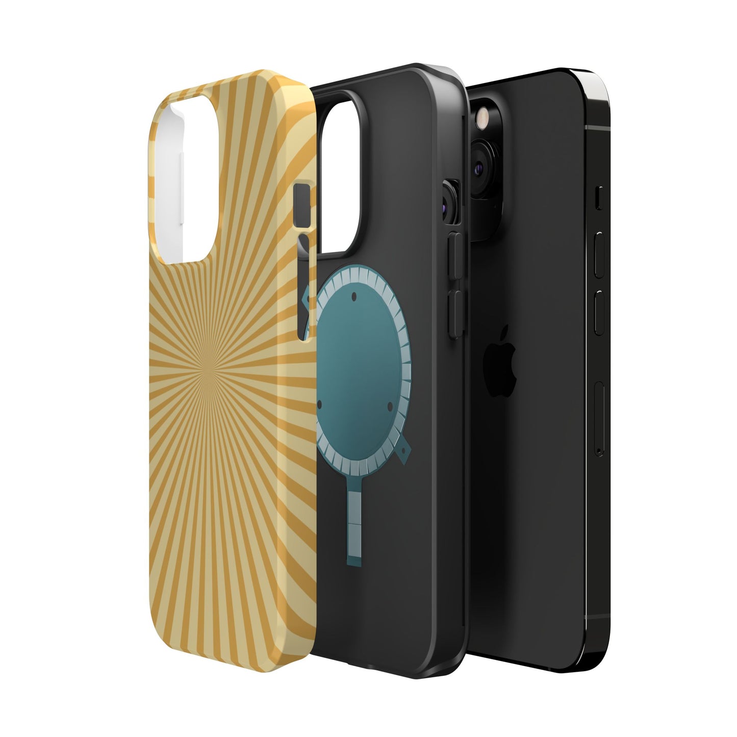 Golden Sunburst MagSafe  iPhone Case – Retro Radiant Design with Dual-Layer Protection