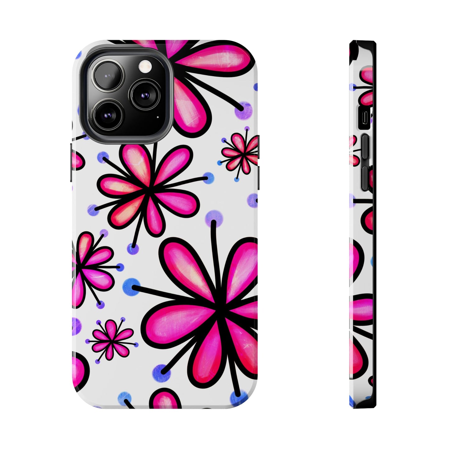 Pink Retro Bloom iPhone Case – Ultra-Slim Design, Glossy Finish