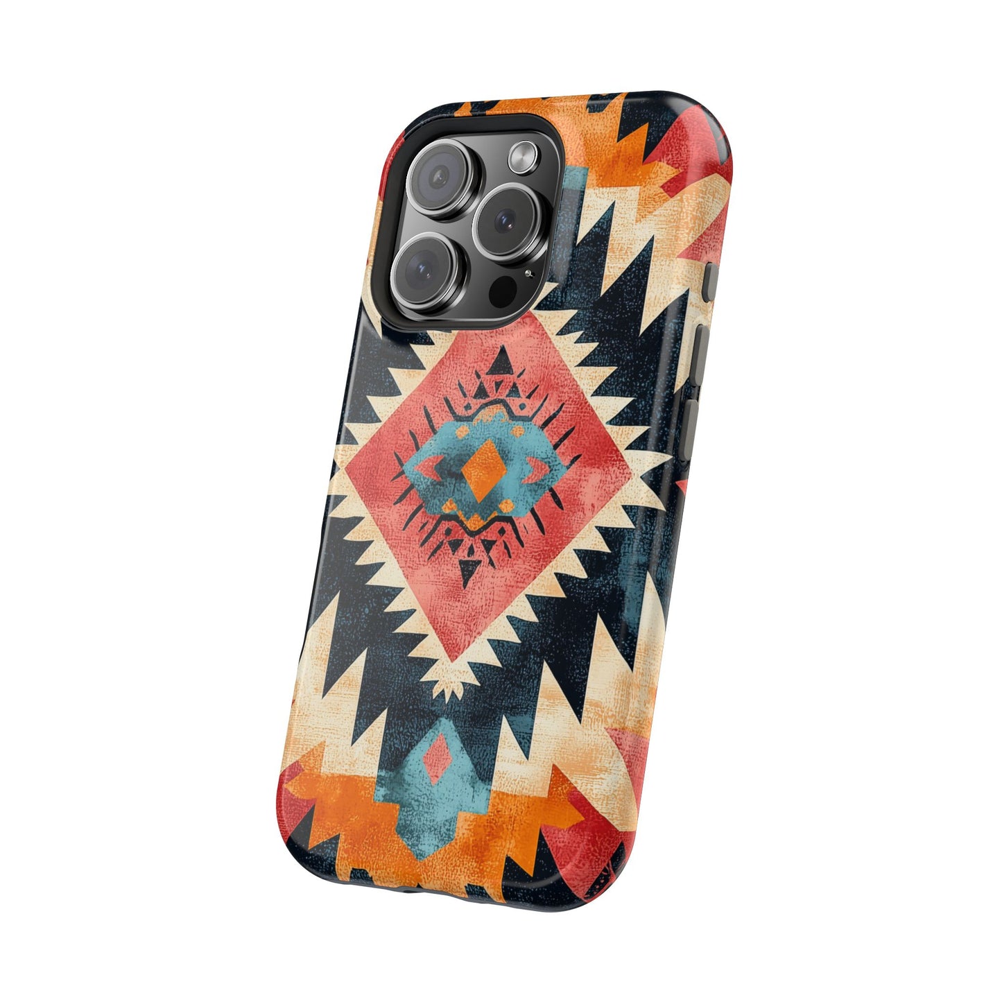 Bold Aztec Pattern Tough MagSafe iPhone Case – Vibrant Geometric Design, Dual-Layer Protection