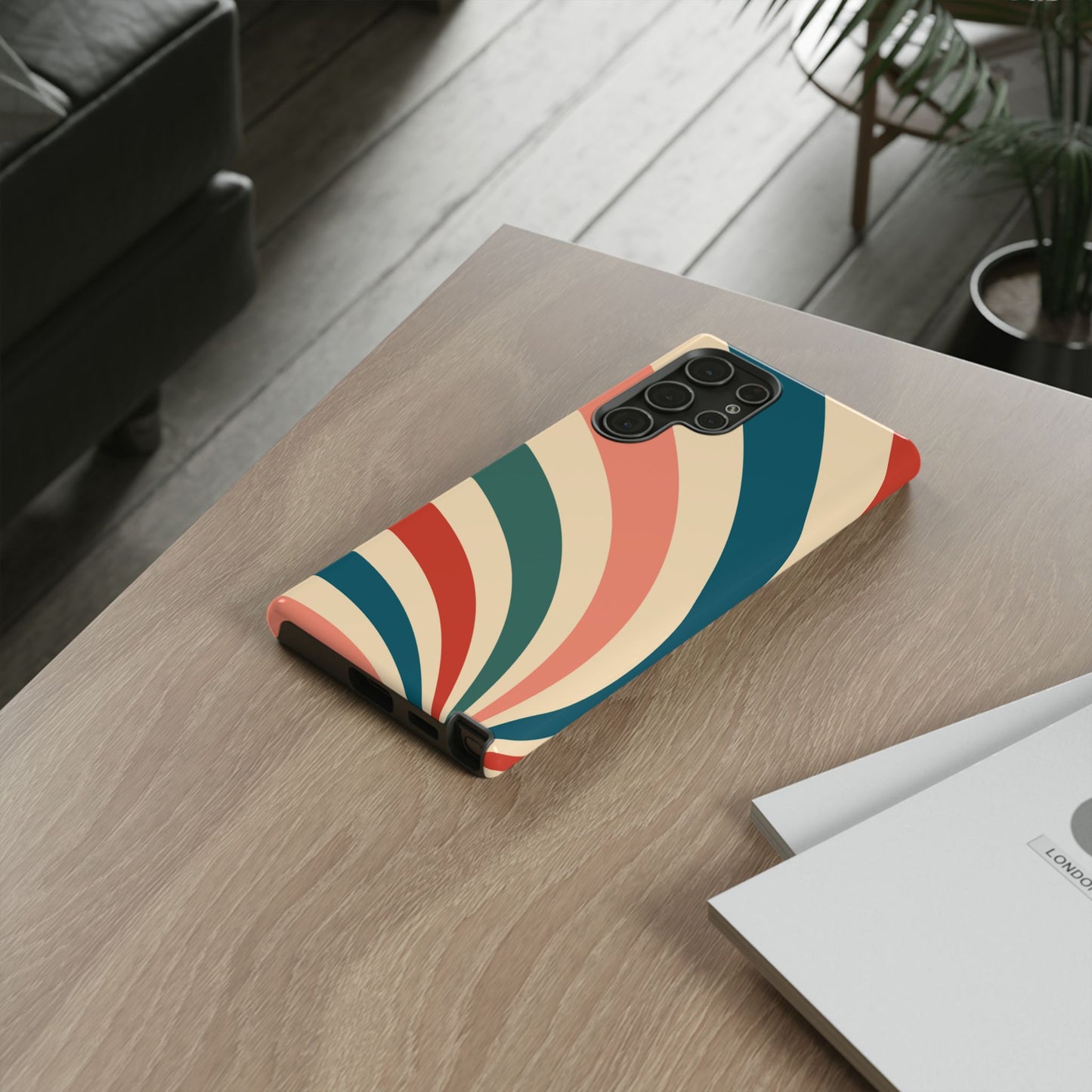 Retro Sunburst Swirl Samsung Galaxy Case – Dual-Layer Protection with Bold 70s Vibes
