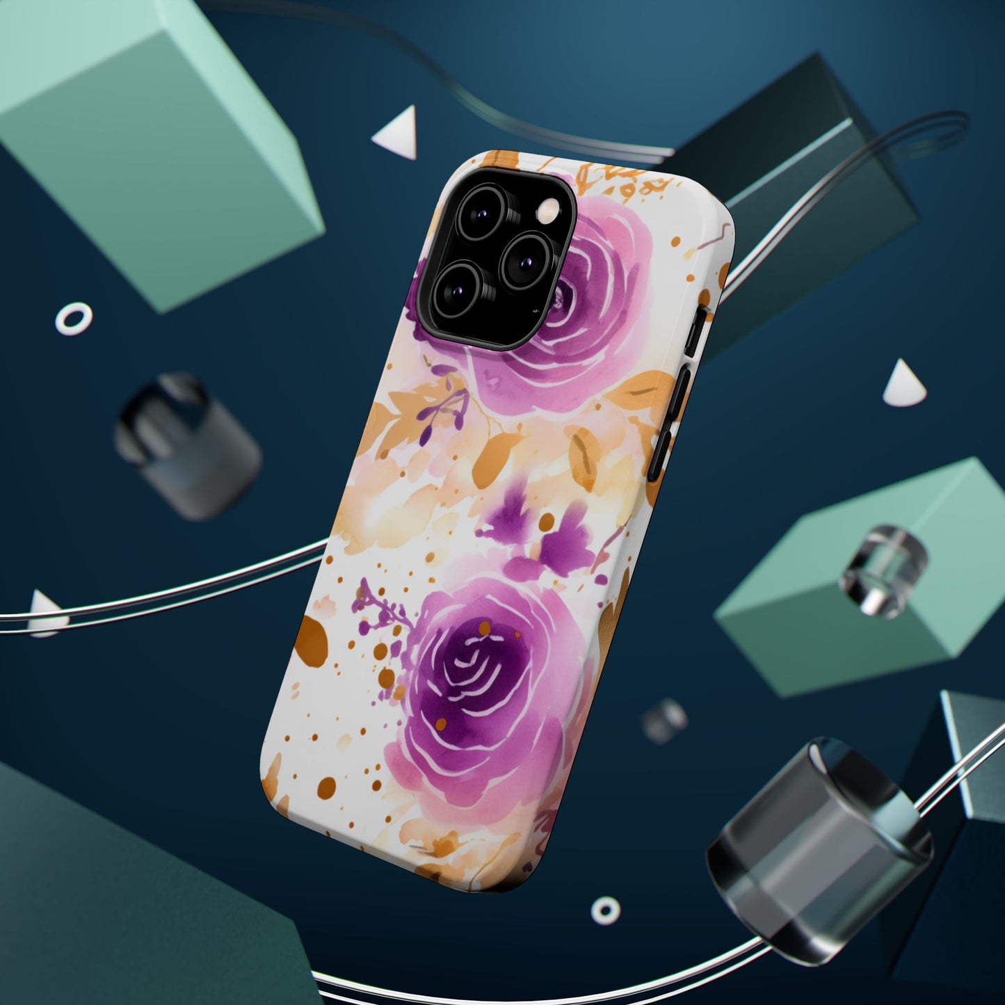 Soft Purple & Gold Floral Splash - MagSafe iPhone Series Case