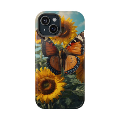 Vibrant Butterfly & Sunflower – MagSafe iPhone Case