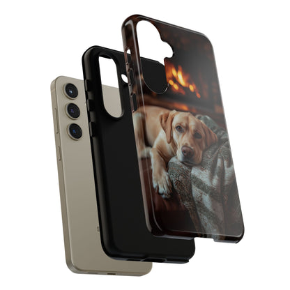 Cozy Labrador by Fireplace Samsung Galaxy Case – Rustic Cabin Protective Cover