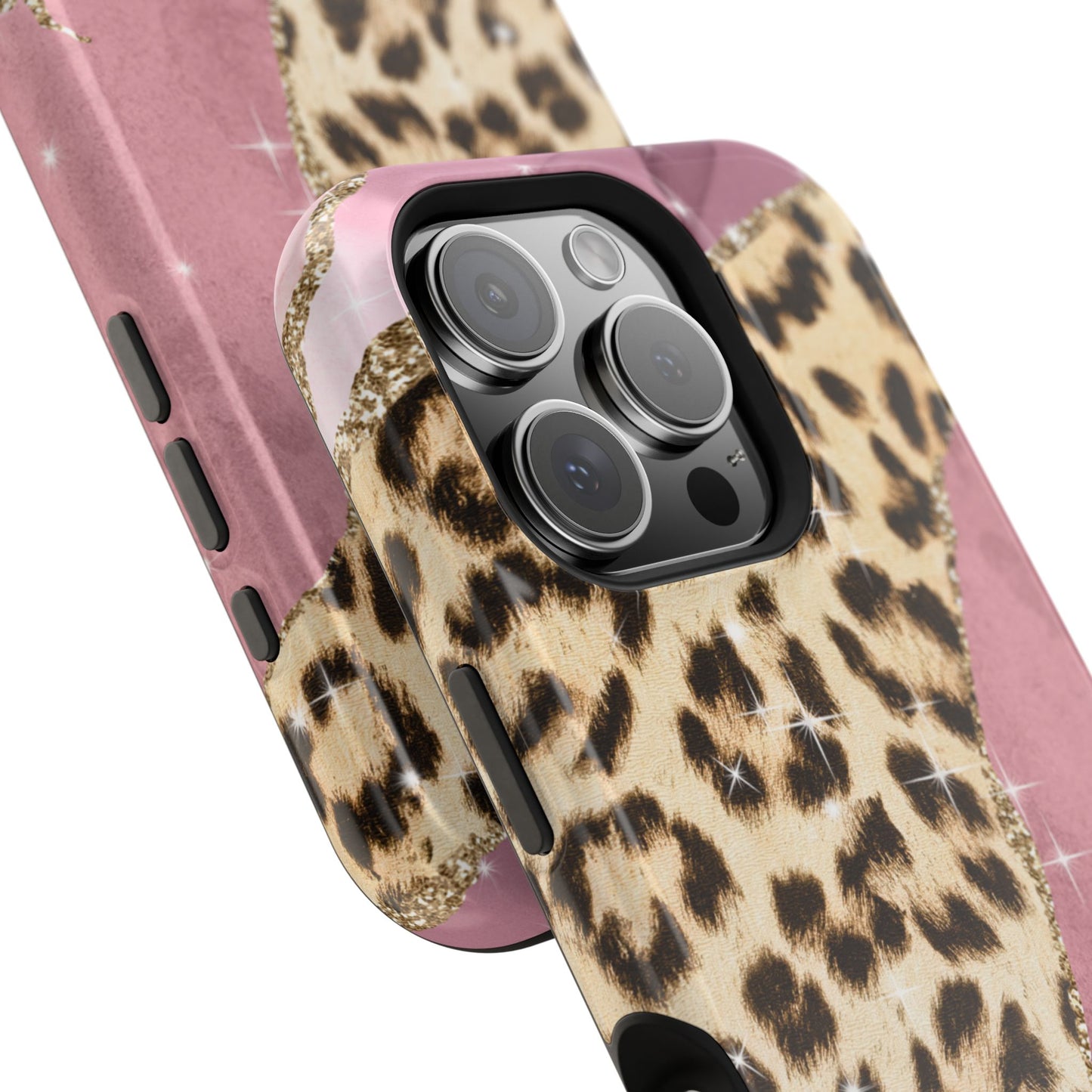 Pink Glam Leopard - MagSafe iPhone Series Case with Glitter Accents