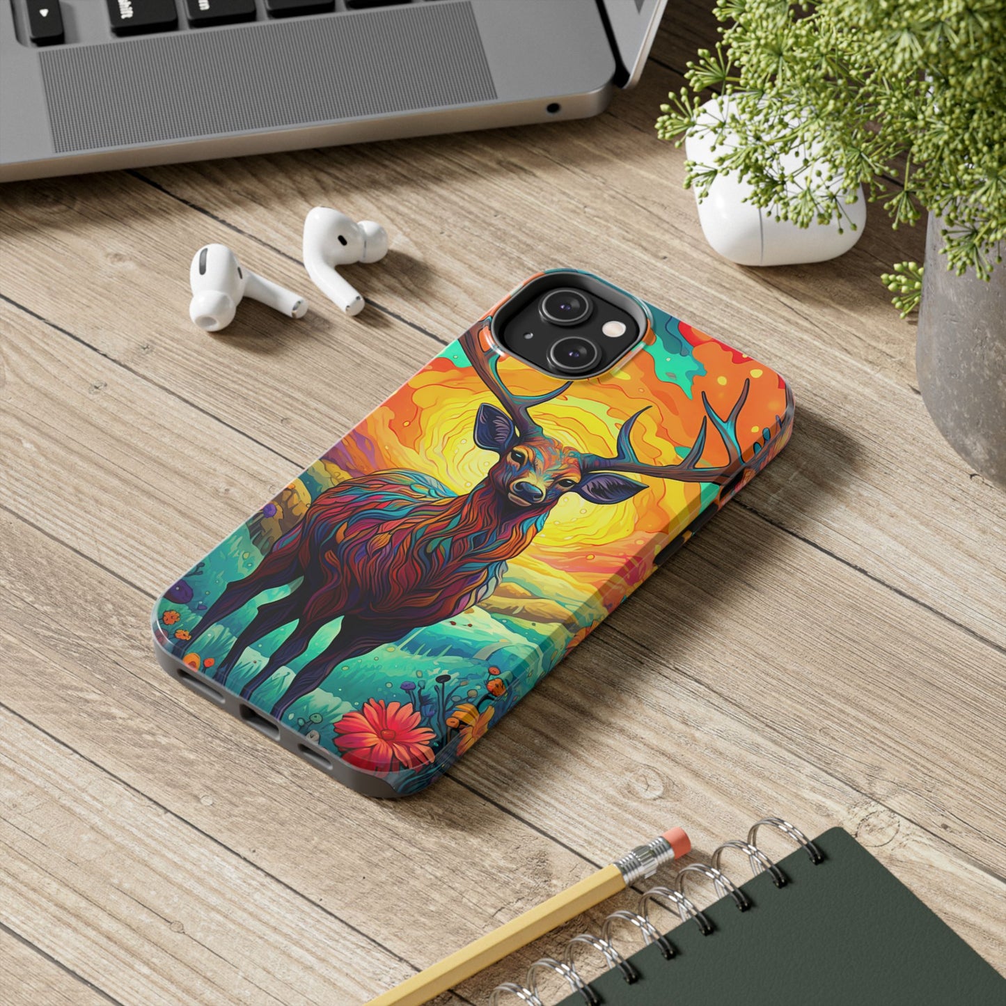 Vibrant Stag in Bloom – iPhone Case