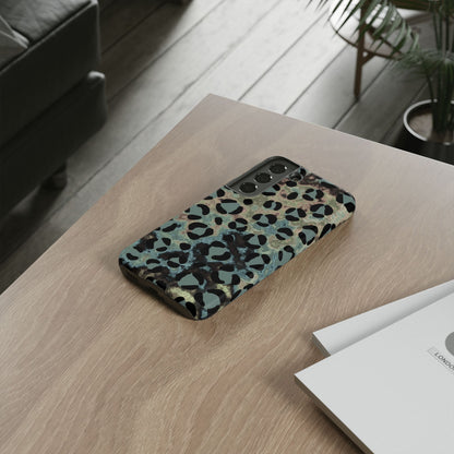 Moody Watercolor Leopard Print Tough Samsung Galaxy Case – Earthy Abstract Pattern with Dual-Layer Protection