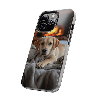 Cozy Golden Retriever by the Fireplace - iPhone Series Case