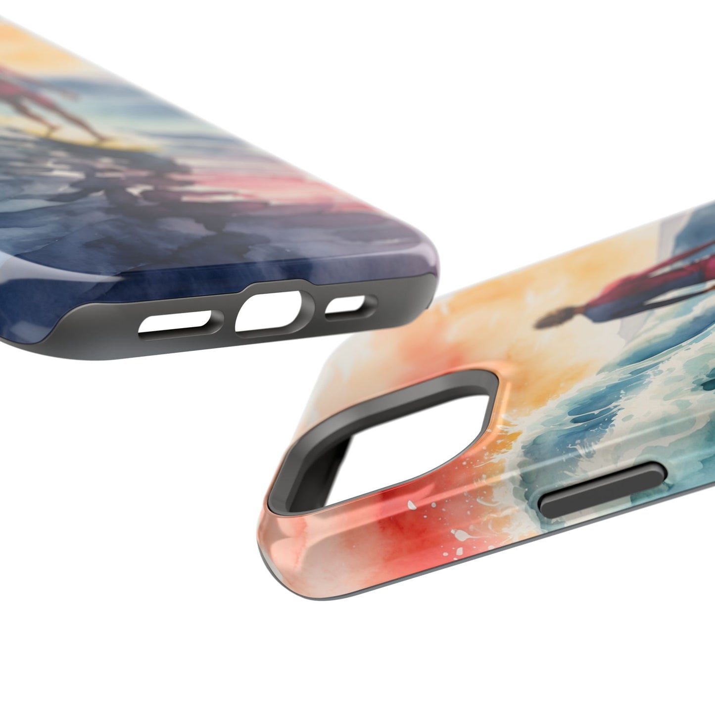 Surfer’s Sunset Wave MagSafe iPhone Case – Vibrant Watercolor Design