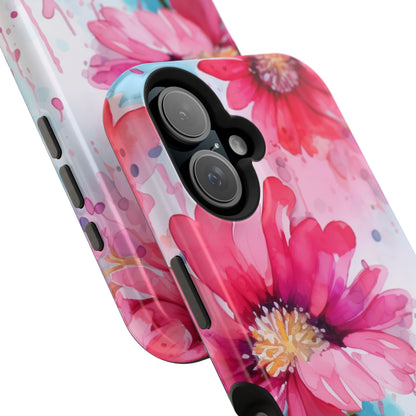 Vibrant Watercolor Red & Pink Floral - MagSafe iPhone Case