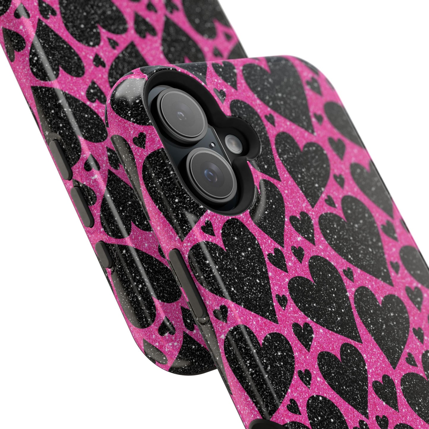 Pink Glitter Hearts MagSafe iPhone Case