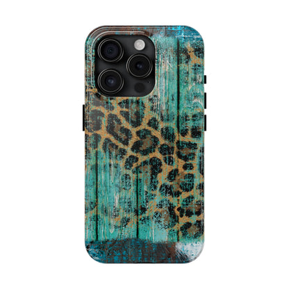 Turquoise Rustic Leopard Wood - iPhone Series Case