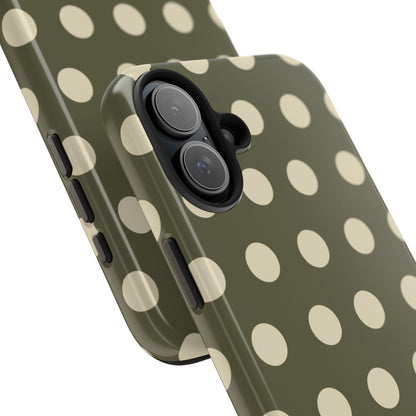 Vintage Green & Cream Polka Dots – iPhone Case