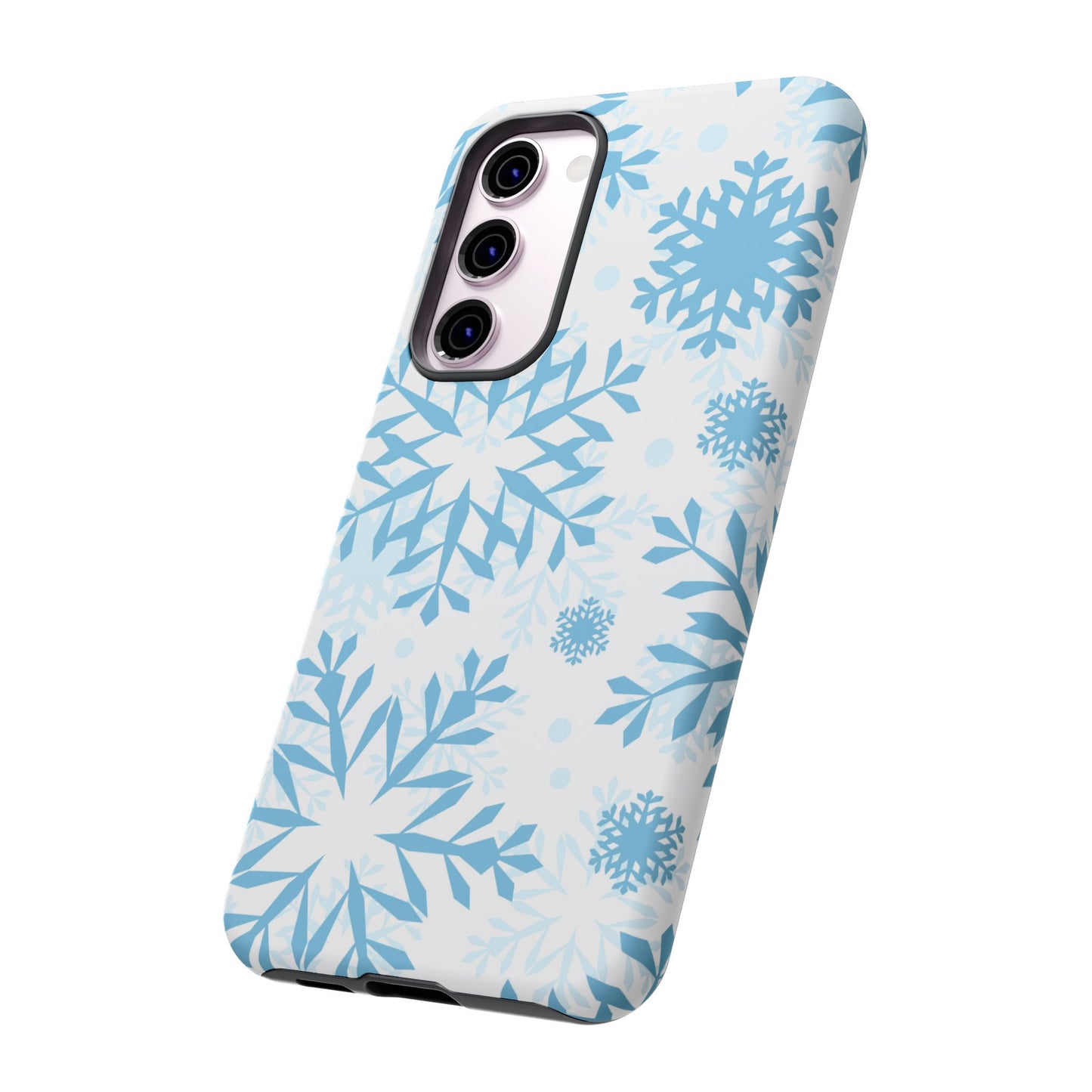 Frosty Blue Snowflakes Samsung Galaxy Case – Shockproof, Smooth Matte Finish, Dual-Layer Design