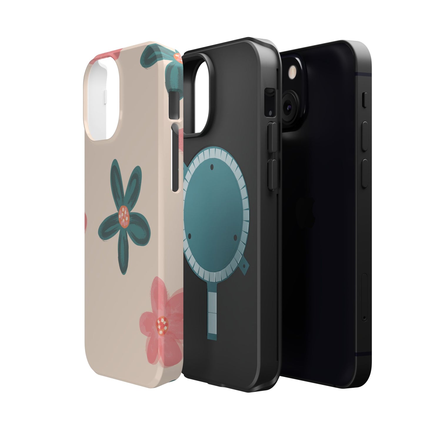 Vintage Floral Tough MagSafe iPhone Case – Soft Matte Finish with Dual-Layer Protection