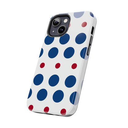 Bold Navy & Red Polka Dot Pattern – iPhone Case