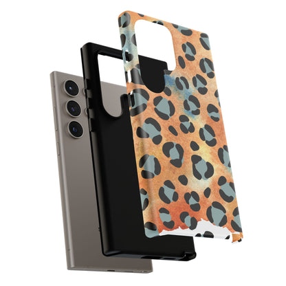 Sunset Watercolor Leopard Print Tough Samsung Galaxy Case – Artistic Animal Pattern with Dual-Layer Protection