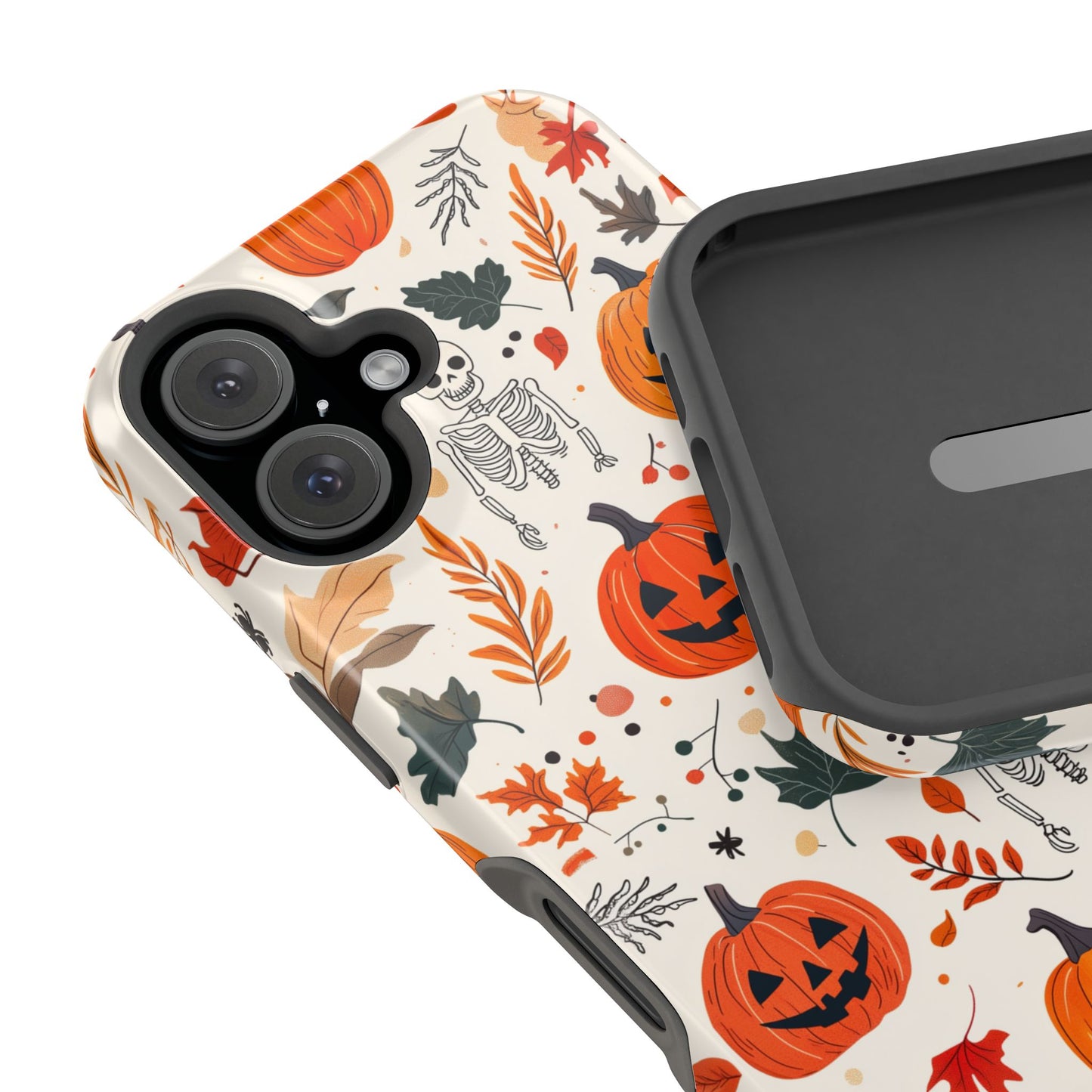 Halloween Pumpkin & Skeleton MagSafe iPhone Case – Spooky Autumn Design