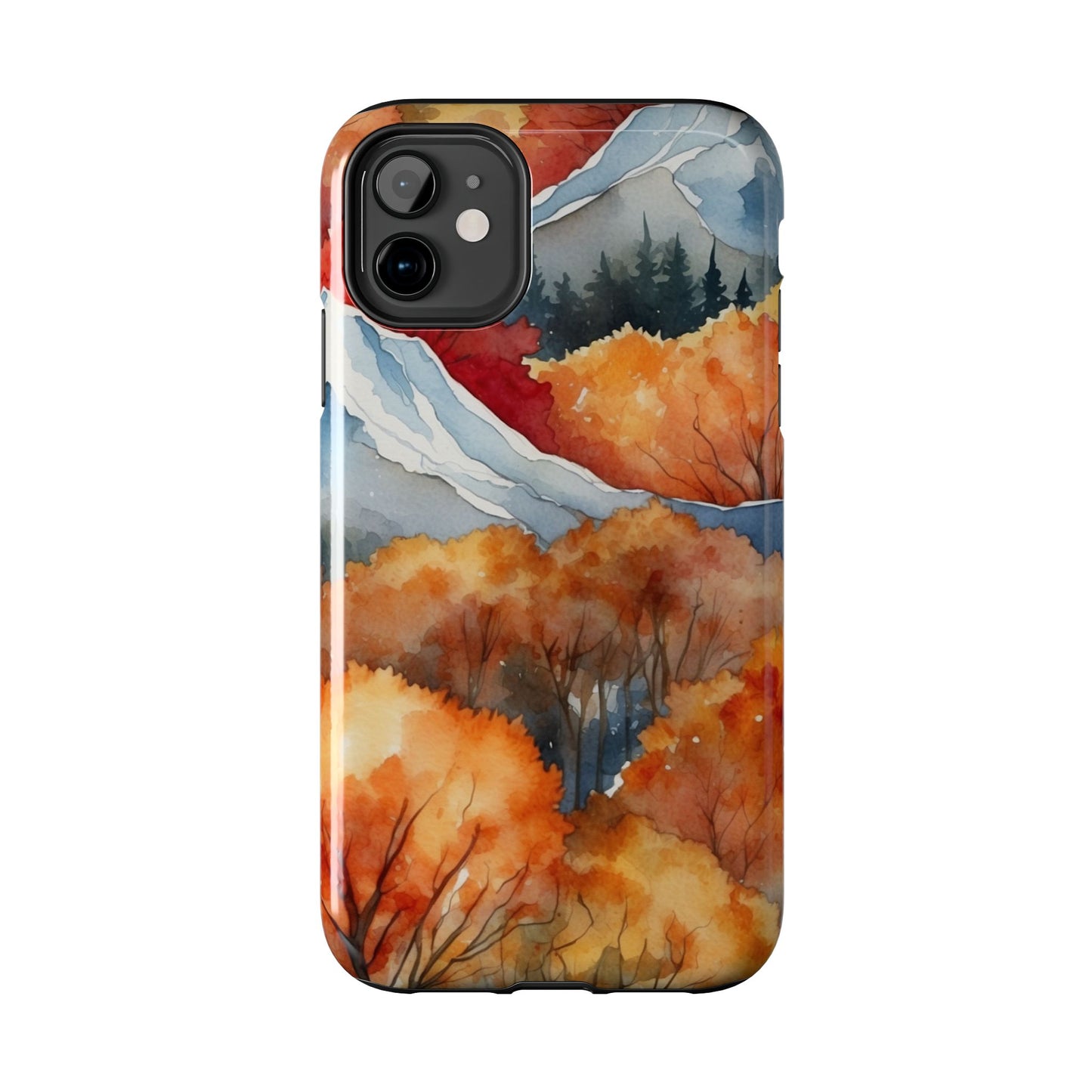 Autumn Mountain Forest Watercolor - iPhone Case