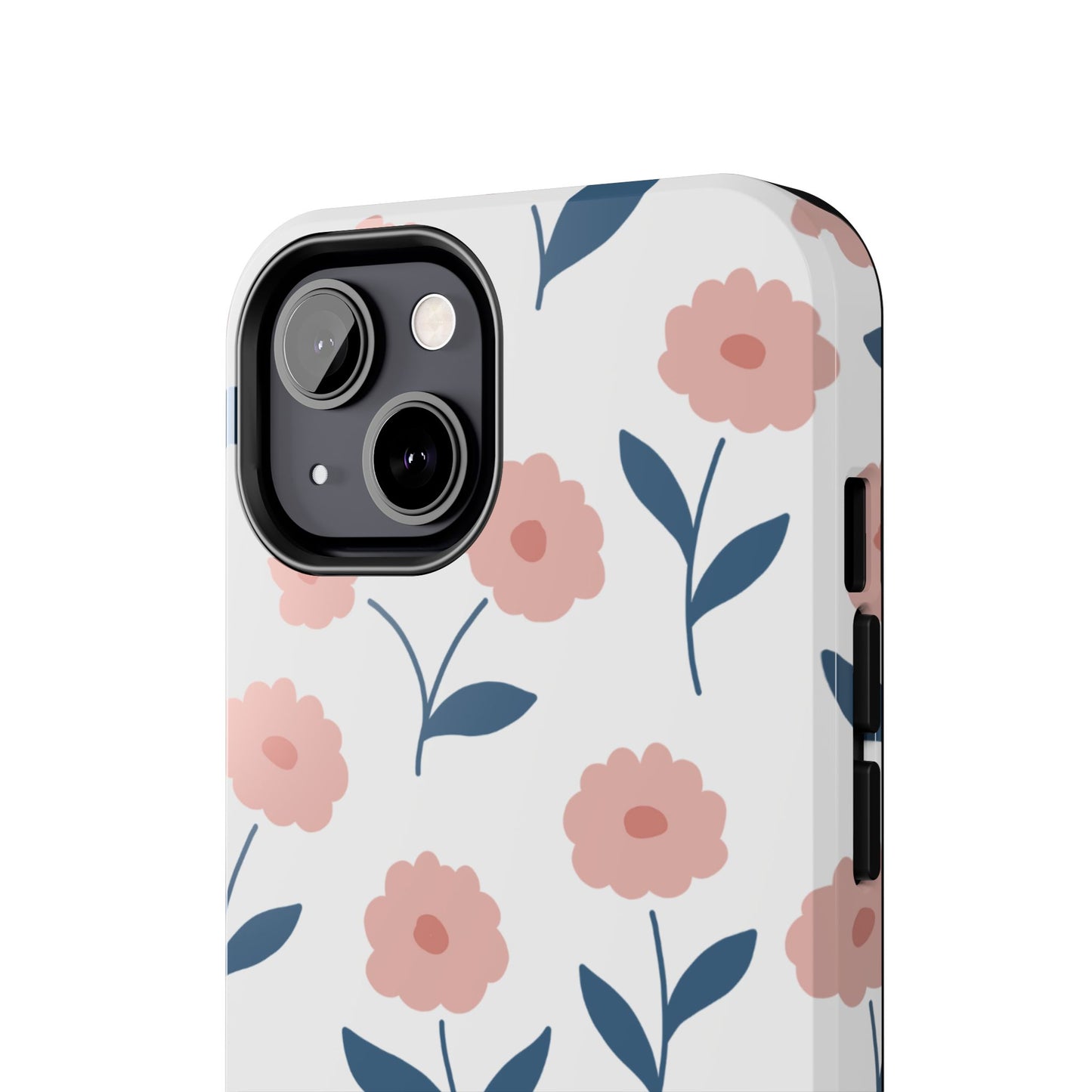 Playful Pink Floral Tough iPhone Case – Soft Pastel Design, Slim & Shockproof