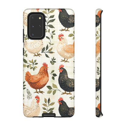 Samsung Galaxy Case: Vintage Chicken Farmhouse Case – Rustic Leaves Design