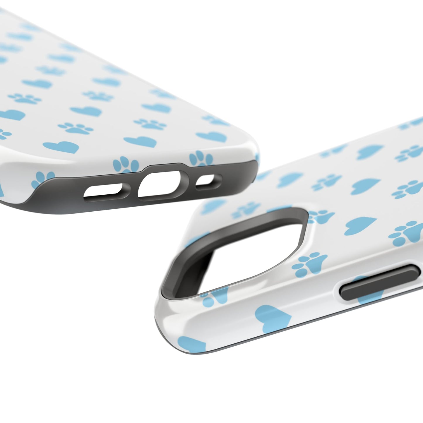 Blue Paw Prints & Hearts – MagSafe iPhone Case with Adorable Pet-Lover Design