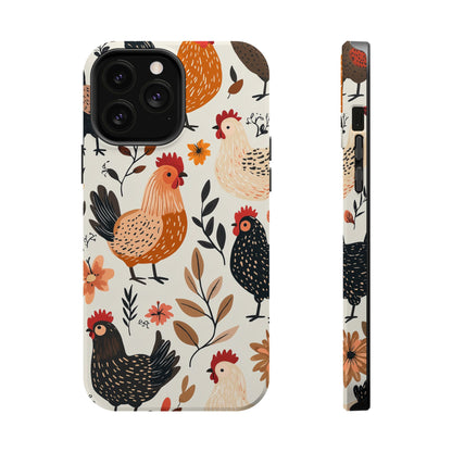 MagSafe iPhone Case: Cluckin' Vintage – Chickens & Leaves