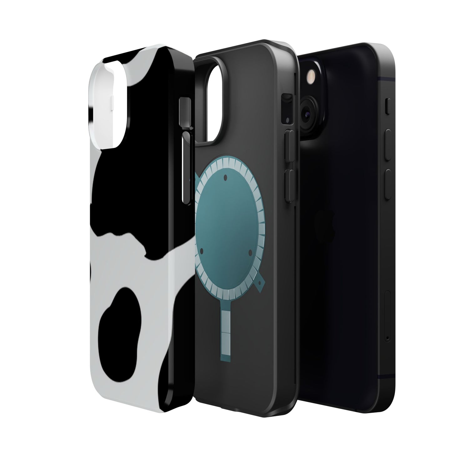 Bold Black and White Cow Print Tough MagSafe iPhone Case – Modern Animal Pattern with Dual-Layer Protection