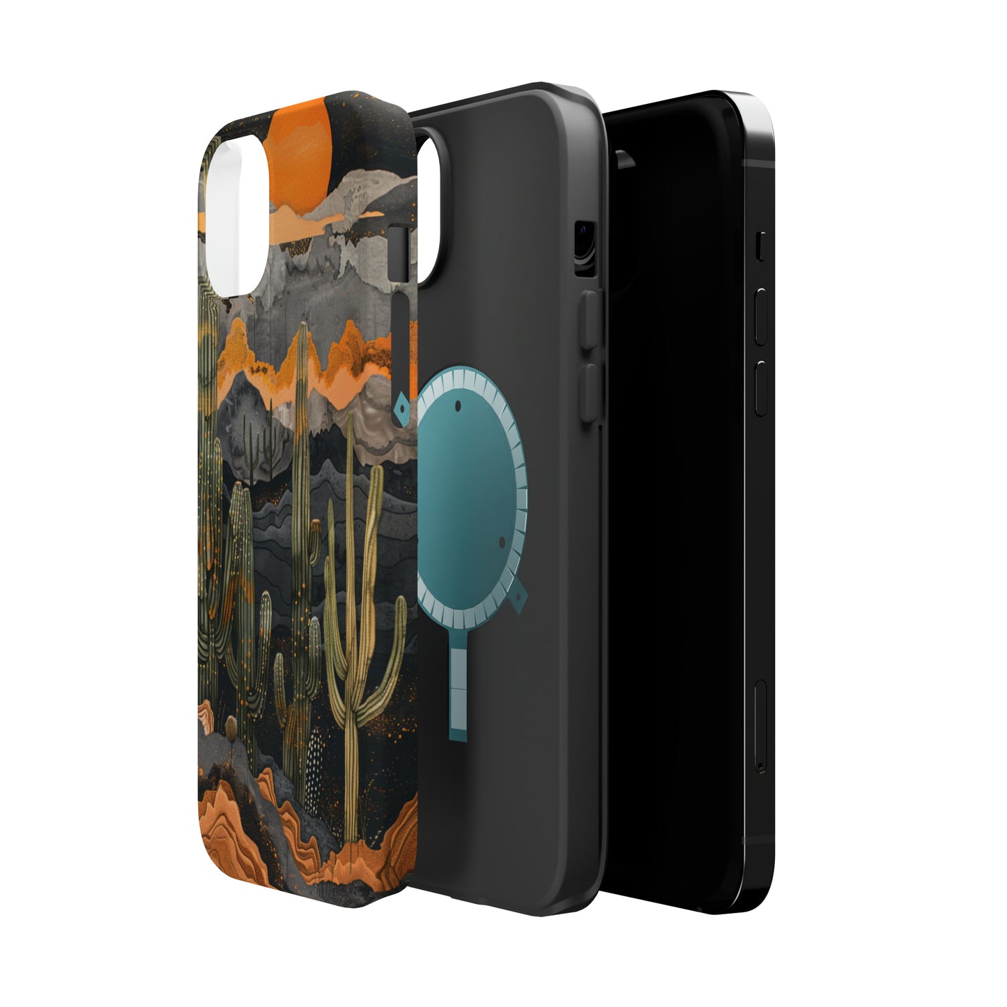 Desert Dusk MagSafe iPhone Case - Cacti Silhouettes & Sundown Hues for iPhone 15, 14, and 13 Series